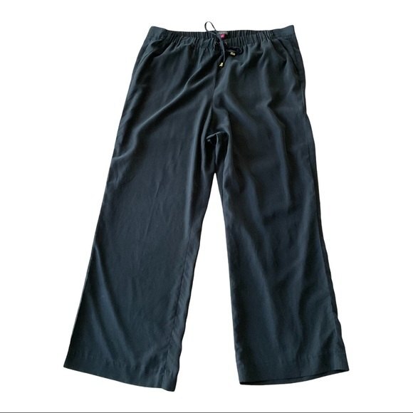 Vince Camuto Drawstring Casual Wide Leg Pants Navy Blue Plus 1X Spring Summer - Picture 1 of 8